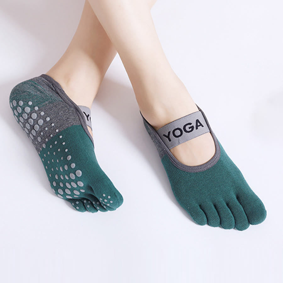 Olivenorma Premium Knitted Five-Finger Non Slip Silicone Sole Balance Support Anti-Skid Breathable Flexible Indoor Sport Workout Women's Yoga Socks - image 8