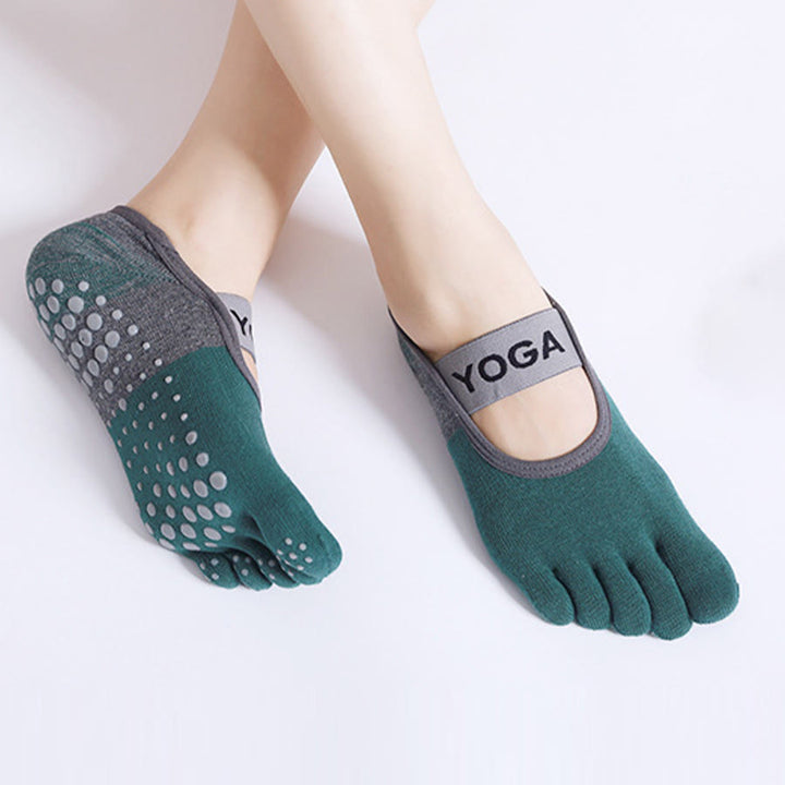 Olivenorma Premium Knitted Five-Finger Non Slip Silicone Sole Balance Support Anti-Skid Breathable Flexible Indoor Sport Workout Women's Yoga Socks - image 8