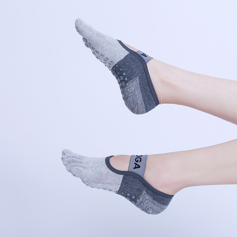 Olivenorma Premium Knitted Five-Finger Non Slip Silicone Sole Balance Support Anti-Skid Breathable Flexible Indoor Sport Workout Women's Yoga Socks - Light Gray - 10Pairs - image 9