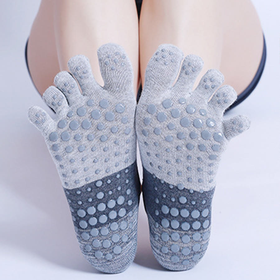 Olivenorma Premium Knitted Five-Finger Non Slip Silicone Sole Balance Support Anti-Skid Breathable Flexible Indoor Sport Workout Women's Yoga Socks - image 10