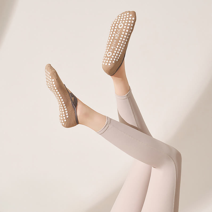 Olivenorma Skin Friendly Soft Knit All Palm Grip Non Slip Shock Resistant Multi Scene Training Women's Yoga Socks - Light Apricot-Brown - 10Pairs - image 18