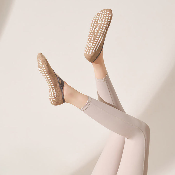 Olivenorma Skin Friendly Soft Knit All Palm Grip Non Slip Shock Resistant Multi Scene Training Women's Yoga Socks - Light Apricot-Brown - 10Pairs - image 18