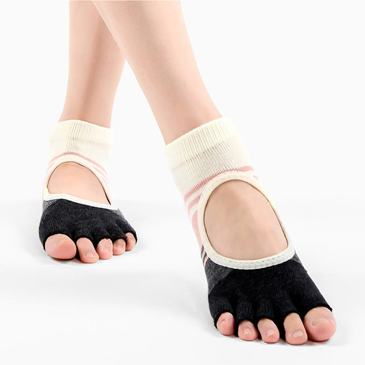 Olivenorma Five Toe Dual Design Non Slip Silicone Grip Shock Resistant Snug Fit Multi Purpose Indoor Gym Women's Yoga Socks - image 7