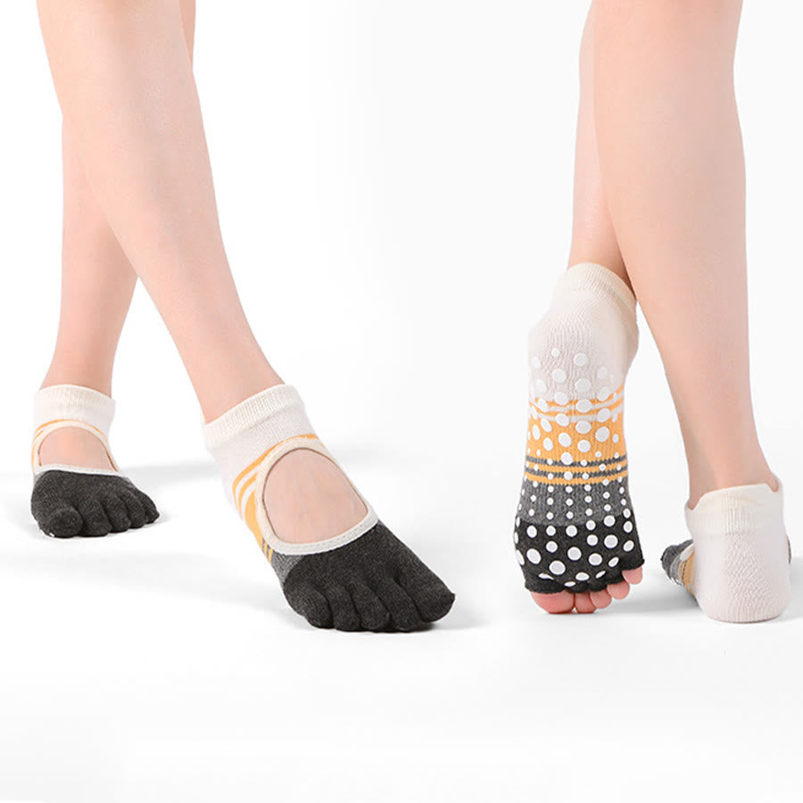 Olivenorma Five Toe Dual Design Non Slip Silicone Grip Shock Resistant Snug Fit Multi Purpose Indoor Gym Women's Yoga Socks - image 2