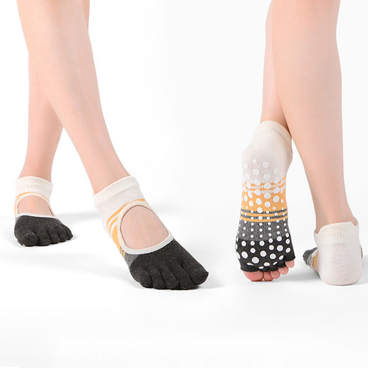 Olivenorma Five Toe Dual Design Non Slip Silicone Grip Shock Resistant Snug Fit Multi Purpose Indoor Gym Women's Yoga Socks - image 2