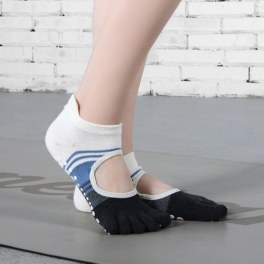 Olivenorma Five Toe Dual Design Non Slip Silicone Grip Shock Resistant Snug Fit Multi Purpose Indoor Gym Women's Yoga Socks - image 17