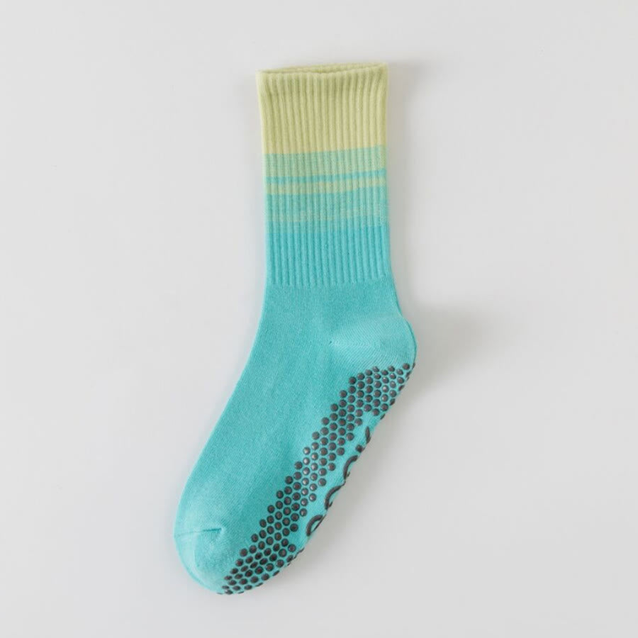 Olivenorma Mid Calf High Elasticity Non Slip Silicone Dot Shock Resistant Balance Support Women's Yoga Socks - Peacock Blue - 10Pairs - image 9