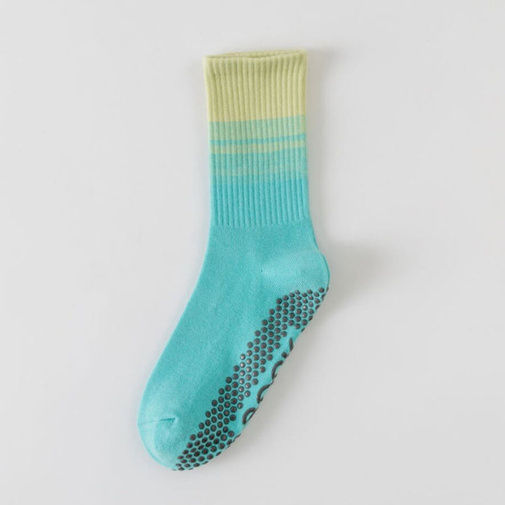 Olivenorma Mid Calf High Elasticity Non Slip Silicone Dot Shock Resistant Balance Support Women's Yoga Socks - Peacock Blue - 10Pairs - image 9