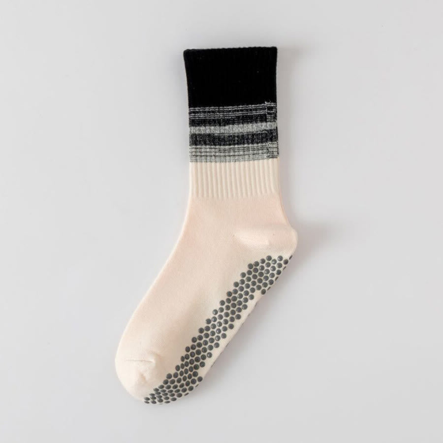 Olivenorma Mid Calf High Elasticity Non Slip Silicone Dot Shock Resistant Balance Support Women's Yoga Socks - Luminous Black & White - 10Pairs - image 19