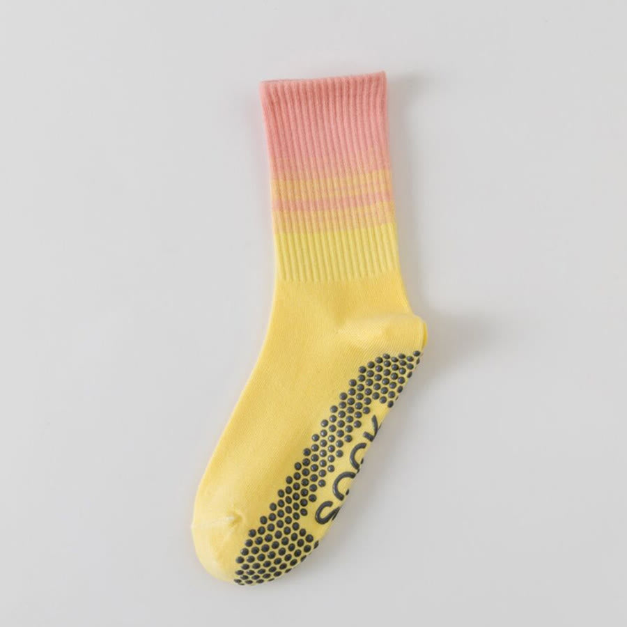 Olivenorma Mid Calf High Elasticity Non Slip Silicone Dot Shock Resistant Balance Support Women's Yoga Socks - Lotus Pink-Yellow - 10Pairs - image 15