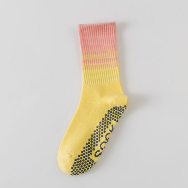 Olivenorma Mid Calf High Elasticity Non Slip Silicone Dot Shock Resistant Balance Support Women's Yoga Socks - Lotus Pink-Yellow - 10Pairs - image 15