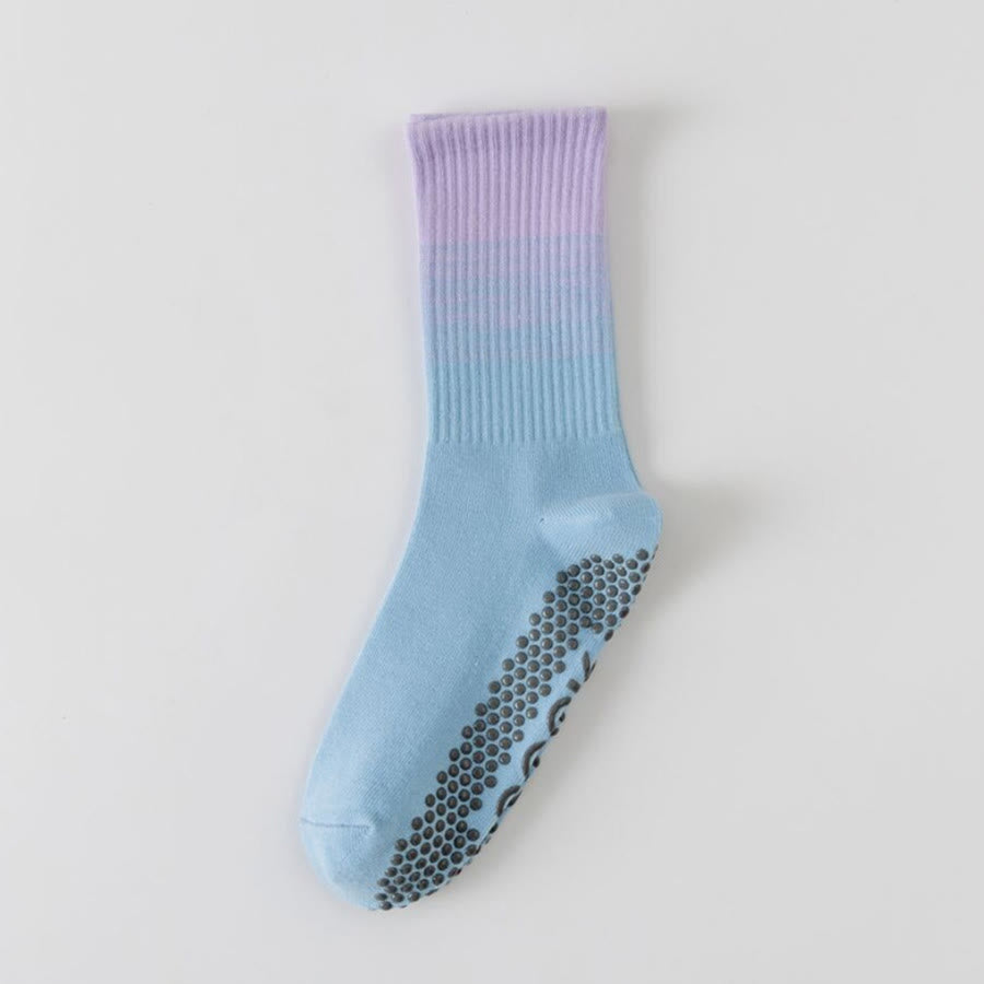 Olivenorma Mid Calf High Elasticity Non Slip Silicone Dot Shock Resistant Balance Support Women's Yoga Socks - Clear Water Blue - 10Pairs - image 1