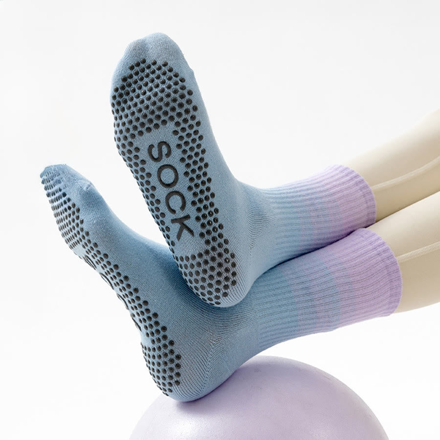 Olivenorma Mid Calf High Elasticity Non Slip Silicone Dot Shock Resistant Balance Support Women's Yoga Socks - image 4