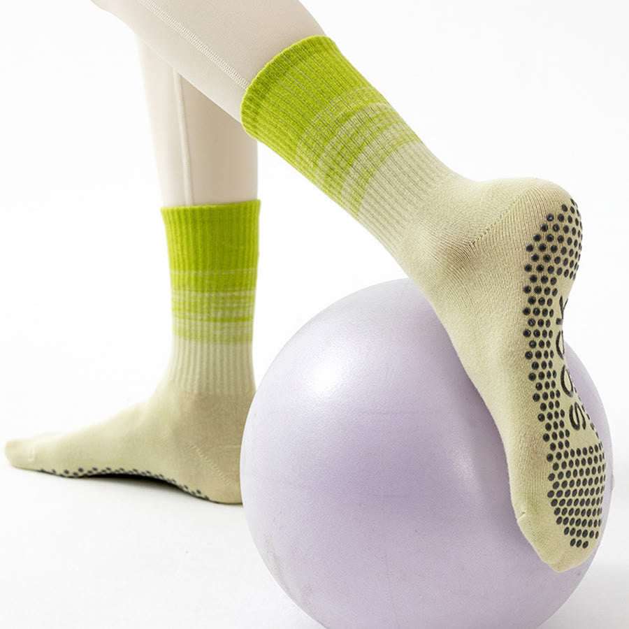 Olivenorma Mid Calf High Elasticity Non Slip Silicone Dot Shock Resistant Balance Support Women's Yoga Socks - image 13