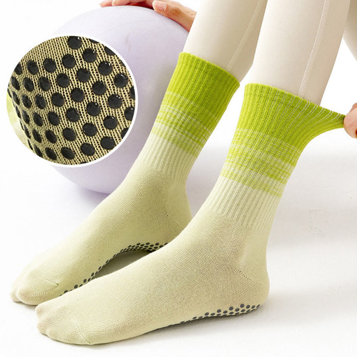 Olivenorma Mid Calf High Elasticity Non Slip Silicone Dot Shock Resistant Balance Support Women's Yoga Socks - image 14