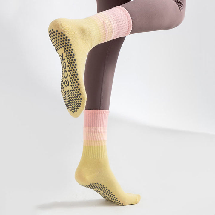 Olivenorma Mid Calf High Elasticity Non Slip Silicone Dot Shock Resistant Balance Support Women's Yoga Socks - image 18