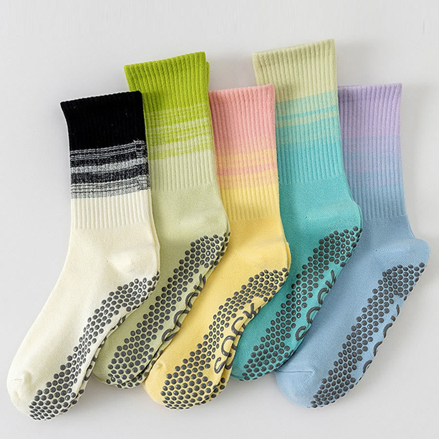 Olivenorma Mid Calf High Elasticity Non Slip Silicone Dot Shock Resistant Balance Support Women's Yoga Socks - image 8