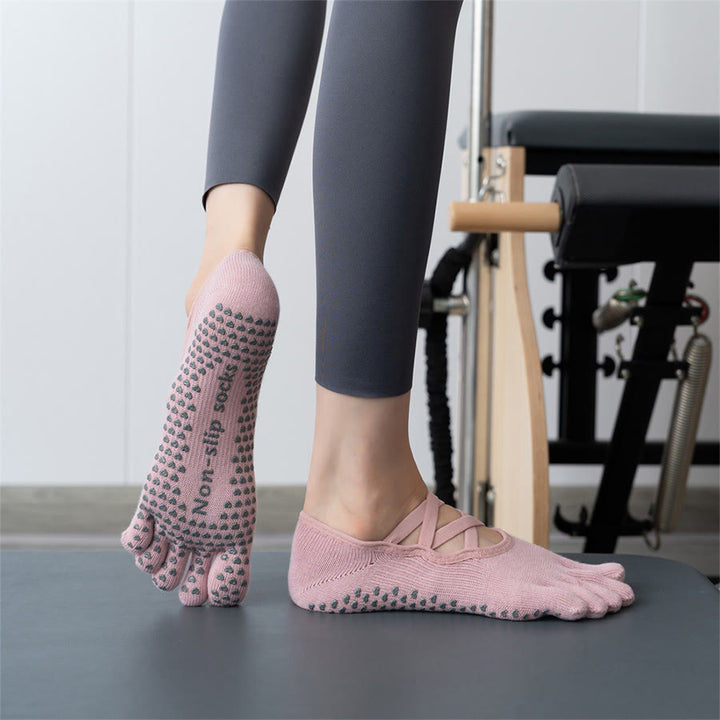 Olivenorma Five Toe Silicone Grips Non Slip Shock Absorption Snug Fit All Scene Indoor Activity Women's Yoga Socks - Pink Closed Toe - 10Pairs - image 5