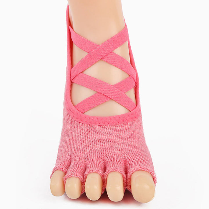 Olivenorma Five Toe Silicone Grips Non Slip Shock Absorption Snug Fit All Scene Indoor Activity Women's Yoga Socks - Pink Open Toe - 10Pairs - image 21