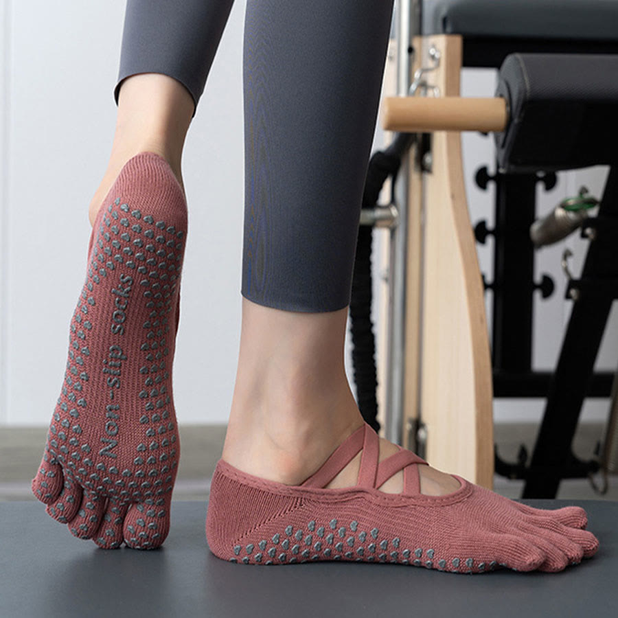 Olivenorma Five Toe Silicone Grips Non Slip Shock Absorption Snug Fit All Scene Indoor Activity Women's Yoga Socks - image 16