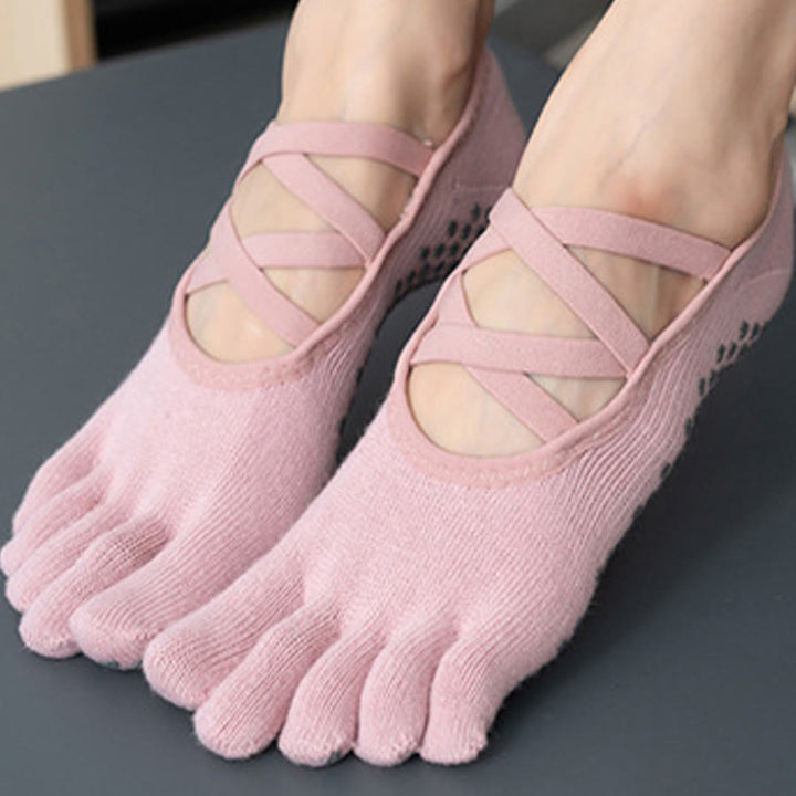Olivenorma Five Toe Silicone Grips Non Slip Shock Absorption Snug Fit All Scene Indoor Activity Women's Yoga Socks - image 7