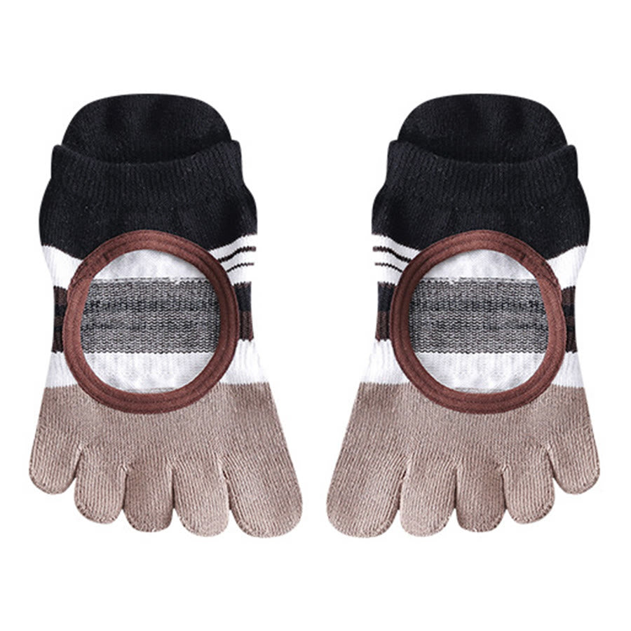 Olivenorma Full Foot Silicone Grips Silent Anti Skid Stable Posture Pressure Relief Breathable Training Women's Yoga Socks - Brown - 10Pairs - image 8