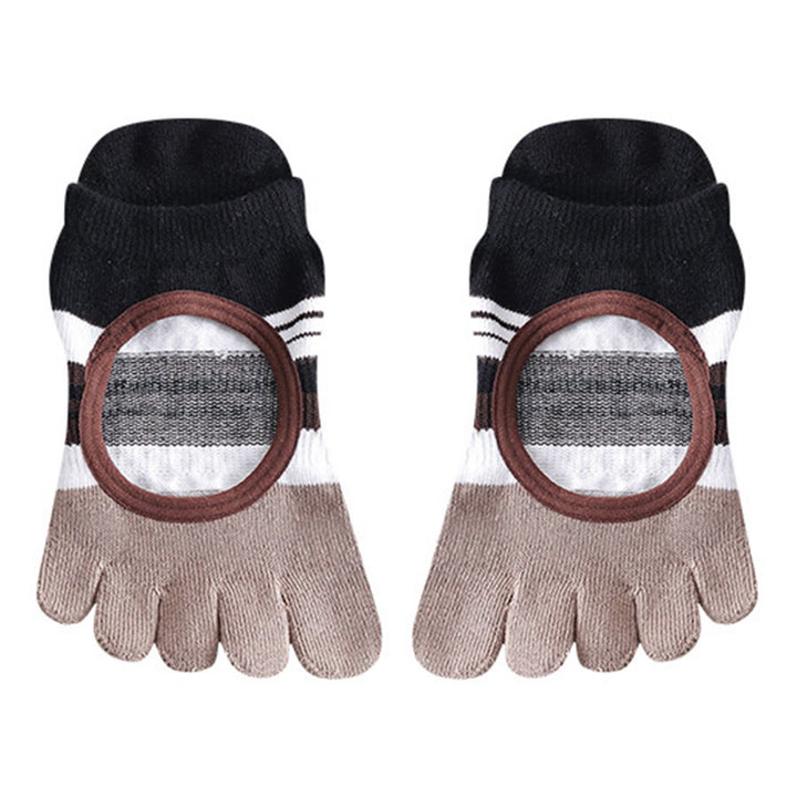 Olivenorma Full Foot Silicone Grips Silent Anti Skid Stable Posture Pressure Relief Breathable Training Women's Yoga Socks - Brown - 10Pairs - image 8