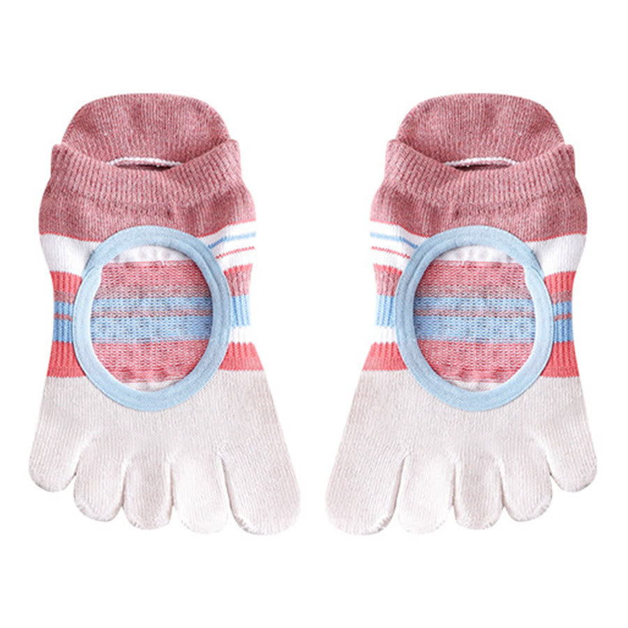 Olivenorma Full Foot Silicone Grips Silent Anti Skid Stable Posture Pressure Relief Breathable Training Women's Yoga Socks - Pink - 10Pairs - image 2