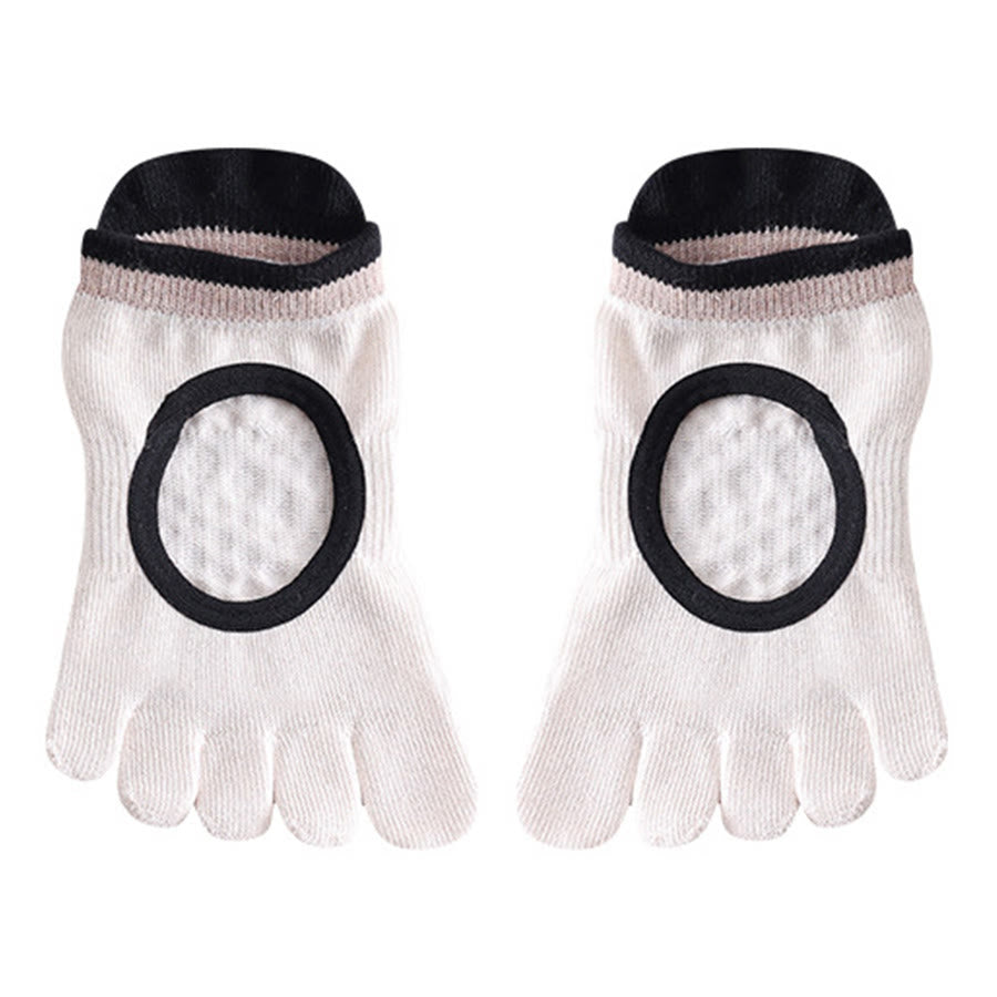 Olivenorma Full Foot Silicone Grips Silent Anti Skid Stable Posture Pressure Relief Breathable Training Women's Yoga Socks - Beige - 10Pairs - image 9