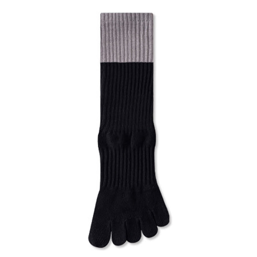 Olivenorma High Elastic Mid Calf Yoga Socks Full Sole Silicone Non Slip Shock Cushion Silent Sports Fitness Women's Yoga Socks - Black & Gray Contrast - 10Pairs - image 16