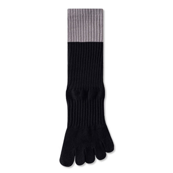 Olivenorma High Elastic Mid Calf Yoga Socks Full Sole Silicone Non Slip Shock Cushion Silent Sports Fitness Women's Yoga Socks - Black & Gray Contrast - 10Pairs - image 16