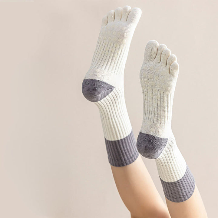 Olivenorma High Elastic Mid Calf Yoga Socks Full Sole Silicone Non Slip Shock Cushion Silent Sports Fitness Women's Yoga Socks - image 7