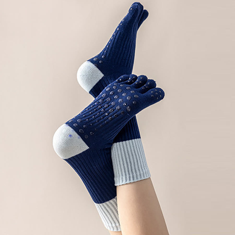 Olivenorma High Elastic Mid Calf Yoga Socks Full Sole Silicone Non Slip Shock Cushion Silent Sports Fitness Women's Yoga Socks - image 10