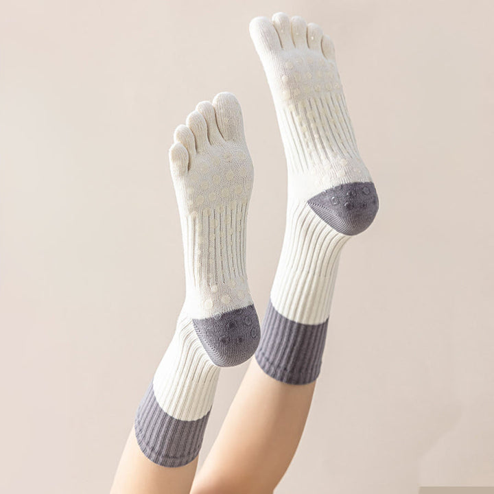 Olivenorma High Elastic Mid Calf Yoga Socks Full Sole Silicone Non Slip Shock Cushion Silent Sports Fitness Women's Yoga Socks - image 5