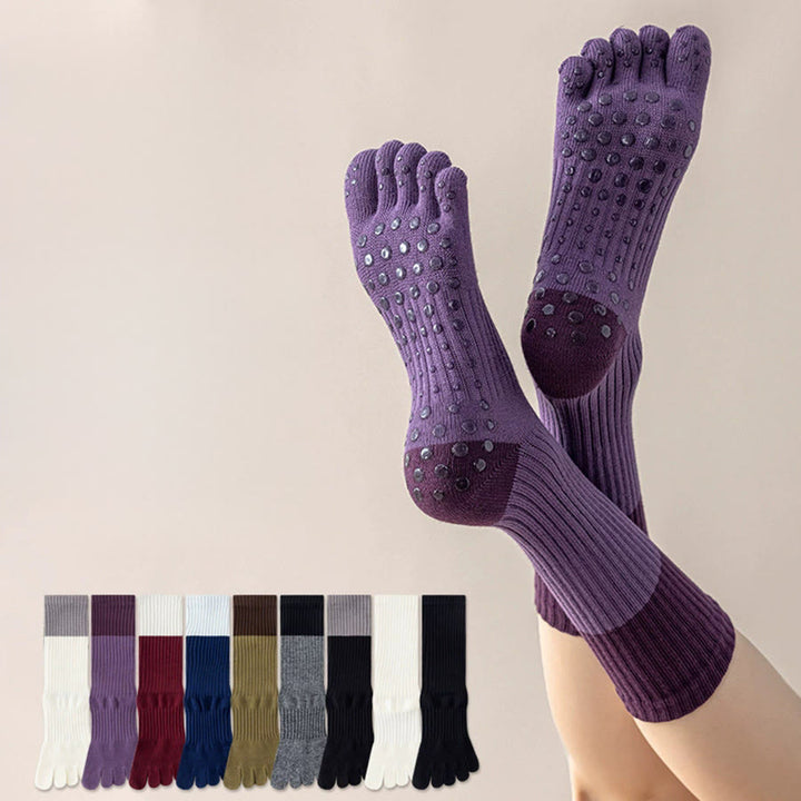 Olivenorma High Elastic Mid Calf Yoga Socks Full Sole Silicone Non Slip Shock Cushion Silent Sports Fitness Women's Yoga Socks - image 0