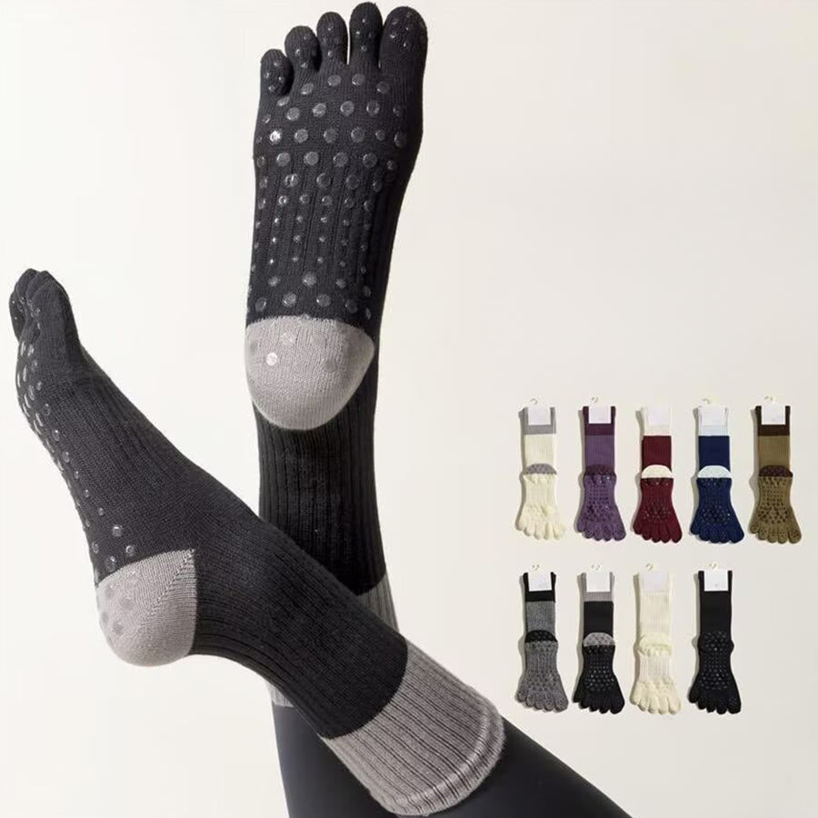Olivenorma High Elastic Mid Calf Yoga Socks Full Sole Silicone Non Slip Shock Cushion Silent Sports Fitness Women's Yoga Socks - image 19