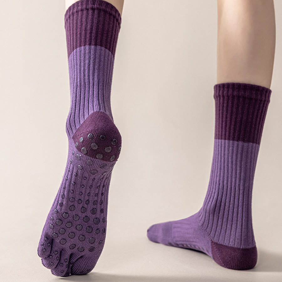 Olivenorma High Elastic Mid Calf Yoga Socks Full Sole Silicone Non Slip Shock Cushion Silent Sports Fitness Women's Yoga Socks - image 2