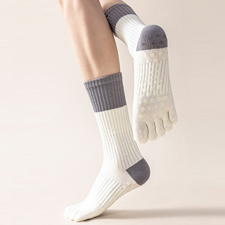 Olivenorma High Elastic Mid Calf Yoga Socks Full Sole Silicone Non Slip Shock Cushion Silent Sports Fitness Women's Yoga Socks - image 4