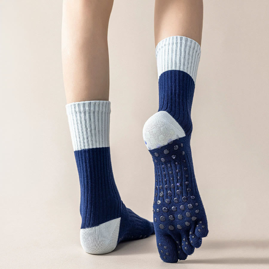 Olivenorma High Elastic Mid Calf Yoga Socks Full Sole Silicone Non Slip Shock Cushion Silent Sports Fitness Women's Yoga Socks - image 12