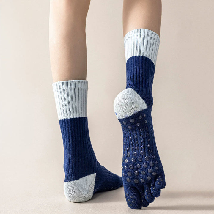 Olivenorma High Elastic Mid Calf Yoga Socks Full Sole Silicone Non Slip Shock Cushion Silent Sports Fitness Women's Yoga Socks - image 12