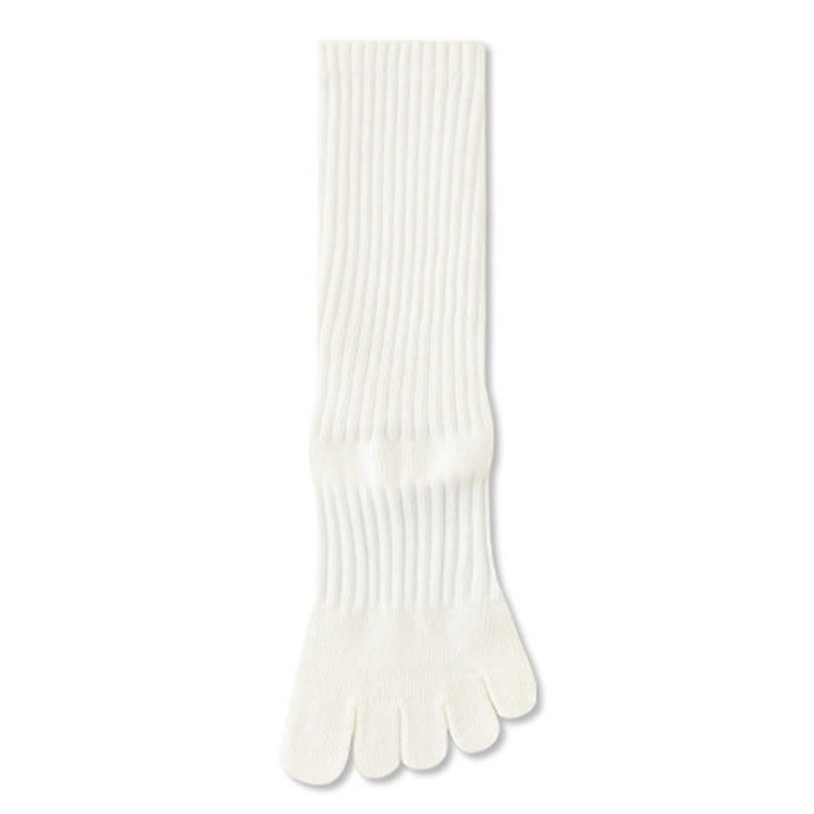 Olivenorma High Elastic Mid Calf Yoga Socks Full Sole Silicone Non Slip Shock Cushion Silent Sports Fitness Women's Yoga Socks - Creamy White - 10Pairs - image 17