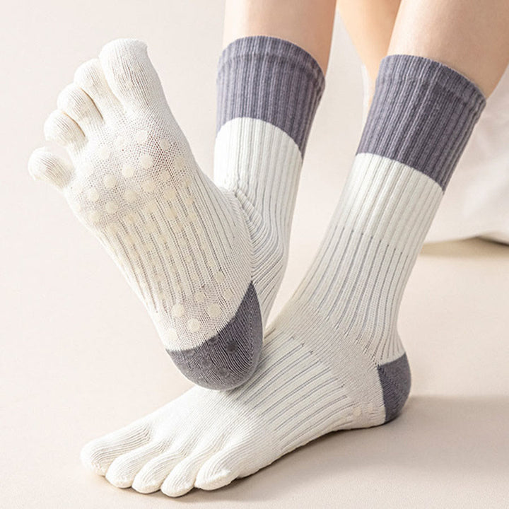 Olivenorma High Elastic Mid Calf Yoga Socks Full Sole Silicone Non Slip Shock Cushion Silent Sports Fitness Women's Yoga Socks - image 6