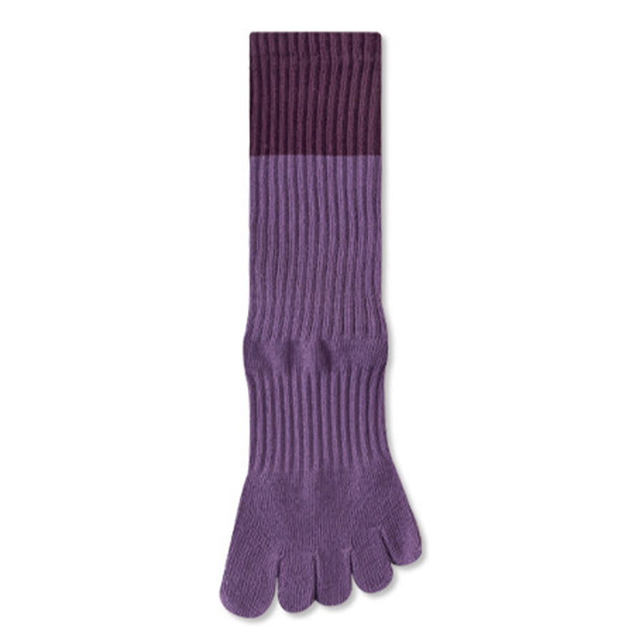 Olivenorma High Elastic Mid Calf Yoga Socks Full Sole Silicone Non Slip Shock Cushion Silent Sports Fitness Women's Yoga Socks - Wisteria Purple - 10Pairs - image 1