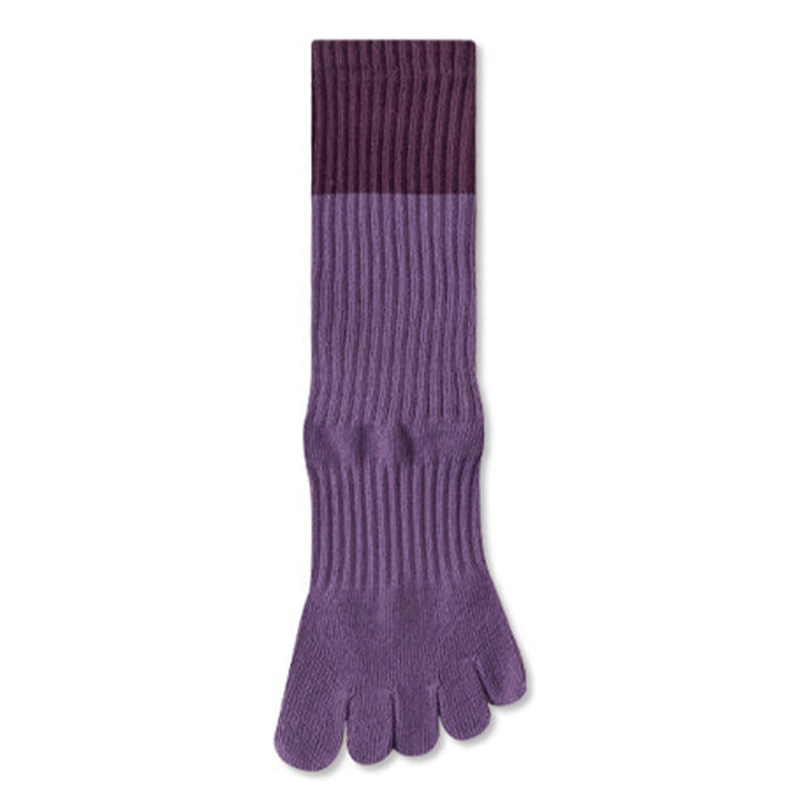 Olivenorma High Elastic Mid Calf Yoga Socks Full Sole Silicone Non Slip Shock Cushion Silent Sports Fitness Women's Yoga Socks - Wisteria Purple - 10Pairs - image 1