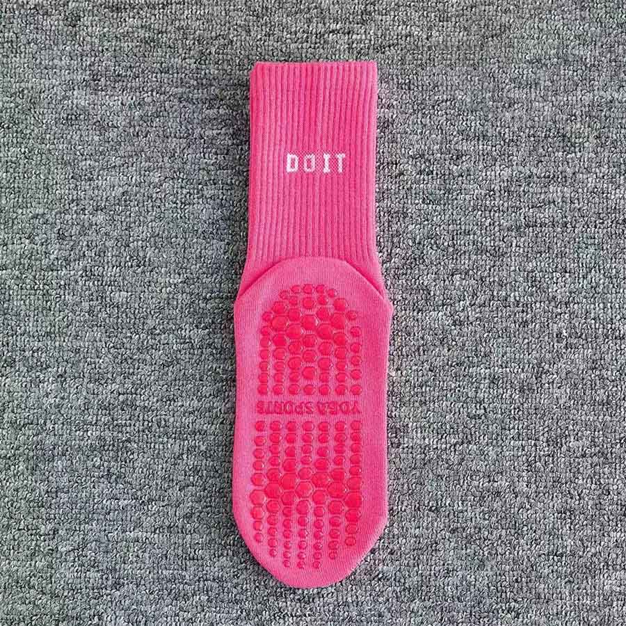 Olivenorma Mid Tube Elastic Knit Full Coverage Non Slip Silicone Balance Support Multi Scene Sport Women's Yoga Socks - Rose Red - 10Pairs - image 11