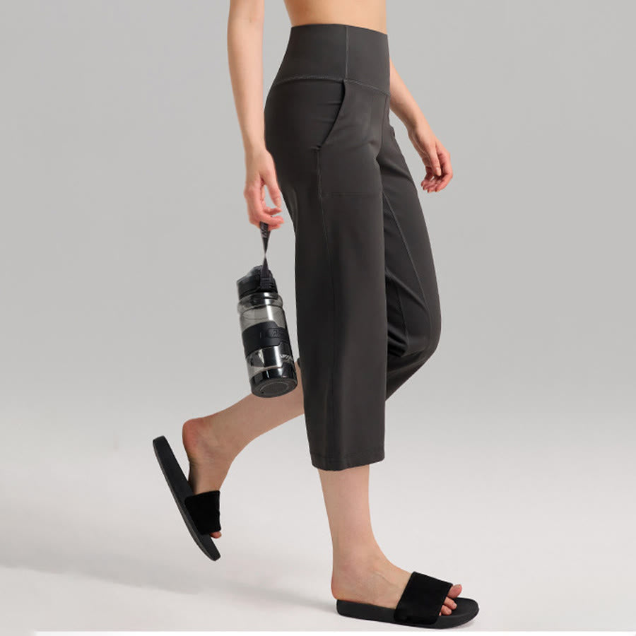 Olivenorma High Waist Capri Wide Leg With Pockets Yoga Fitness Women's Pants - image 9