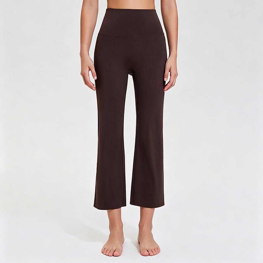 Olivenorma High Waist Eight Points Micro Flare Slim Yoga Fitness Women's Pants - Espresso - XXXL - image 8
