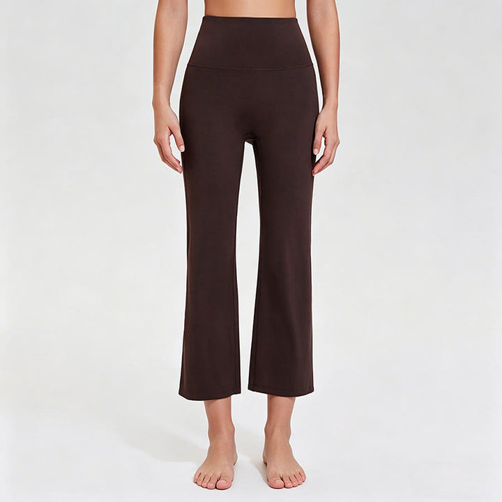 Olivenorma High Waist Eight Points Micro Flare Slim Yoga Fitness Women's Pants - Espresso - XXXL - image 8