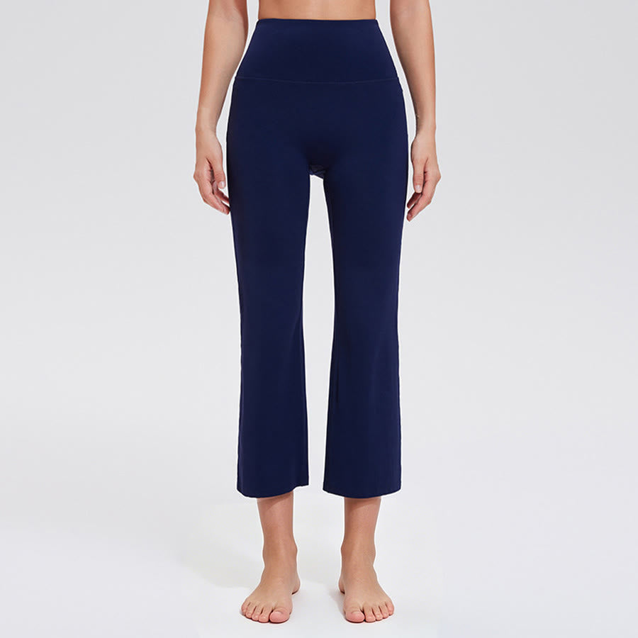 Olivenorma High Waist Eight Points Micro Flare Slim Yoga Fitness Women's Pants - Navy Blue - XXXL - image 11