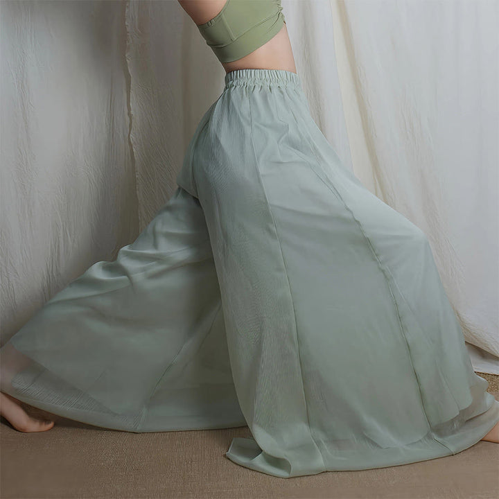 Olivenorma Elastic High Waist Flowy Chiffon Wide Leg Dance Yoga Women's Pants - image 2